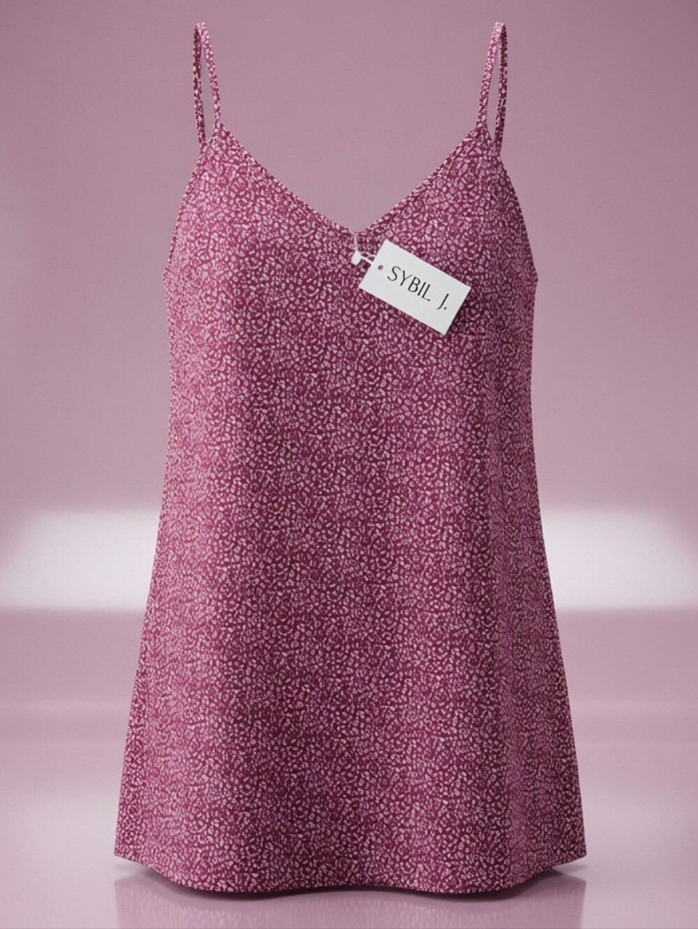 Women's Pink Printed Spaghetti-Strap Slip Dress By Sybil J Size Medium NWT